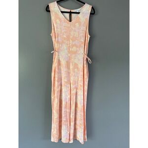 Daily/Ritual Pastel Orange Floral Cropped Sweat Jumpsuit‎ LARGE